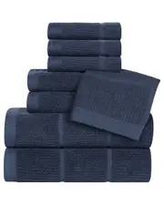 Superior Milo Smart Twist Cotton Medium Weight Solid Ribbed 8pc Towel Set