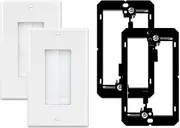 Iwillink Brush Wall Plate with Low Voltage Mounting Bracket 2-Pack, Cable Pass Through Insert for Wires, Single Gang Cable Access Strap, Wall Socket for HDTV, Home Theater Systems