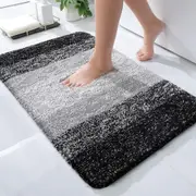 Luxury Bathroom Rug Mat, Extra Soft and Absorbent Microfiber Bath Rugs, Non-Slip Plush Shaggy Bath Carpet,Black