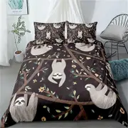 v5548 Bed Sheets Cartoon Sloth Climbing Trees Duvet Cover Set Bedspread Bed Linen Bed Sheets IU5548