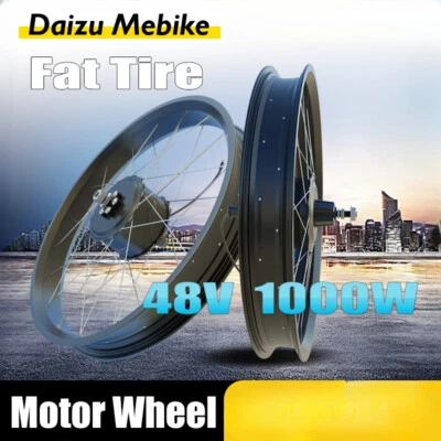 48V 1000W Fat Tire Brushless Rear Hub Motor E-Bike Conversion Kit 20/26Inch