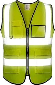 Strong Color Safety Vest Reflective Vest Workwear Pockets Hi Vis Durable Vest with Reflective Tapes Traffic Work Vest