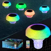 Fenxyo Solar Chlorine Floater Dispenser Fits 1 and 3 Inch Tablets, Hot Tub Pool Floating Chlorine Dispenser Holder for Pool Spa, Colorful Lights & Large