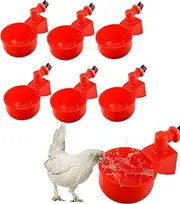 EZONEDEAL 6Pcs Chicken Waterer Cups, Auto Filling Large Chicken Waterer Feeder, Poultry Water Bowl Kit, Watering Drinker System for Chicks, Turkeys, Ducks, Quails, Pigeons, Bird, Poultry Water Feeder