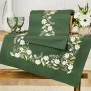 Vervaco® White Floral Table Topper & Table Runner Set Stamped Embroidery Kit