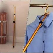 Long Reach Pole Hook Clothes Drying Pole Telescoping Closet Reacher Pole Aluminum Alloy Adjustable Reach Stick