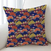 Flowers and Trees Asian Japanese Design Cushion Cover