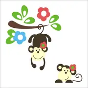 Cute Wall Decal - Two Monkeys AW1202