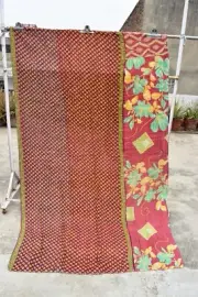 Boho Kantha Summer Bedspread, Kantha Blanket, Antique Bedding, Lightweight Quilt