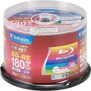 Verbatim Japan VBE130NP50SV1 Blu-ray Disc for Repeated Recording, BD-RE, 25 GB, 50 Sheets, White Printable, Single-Sided, 1-Layer, 1-2x Speed