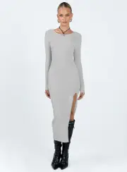 Fitro Long Sleeve Maxi Dress Grey