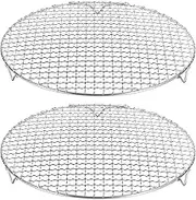 uxcell 2pcs Round Cooking Rack 11.6-inch 201 Stainless Steel Cross Wire Barbecue Grill Net with 20mm Legs for Cooking Baking Steaming BBQ