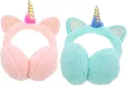 [FRCOLOR] 2Pcs Unicorn Plush Earmuffs for Adorable Cartoon Ear Muffs Soft Warm Headbands for Winter for Parties Daily Wear Great present Random Color