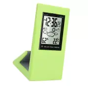(Green)Weather Forcast Clock Solar Battery Powered Square LCD Display HG