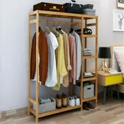 Fin 6 Tier Bamboo Garment Rack Storage Shelves Clothes Hanging Wardrobe Closet Stand