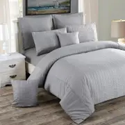 Fabric Fantastic Seersucker Queen Size Grey Quilt/doona/duvet Cover Set