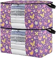 sanluoli 90L 2 Pack Bed Sheets Organizers And Storage with Reinforced Handles, clear window Storage Box For Closet