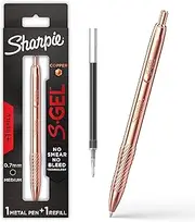 Sharpie S-Gel Gel Pen, Copper Metal Body, Medium Point (0.7mm), Black Ink, Includes 1 Pen and 1 Additional Ink Refill