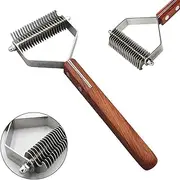 Careuoklab 20-Blade Coat King Rake, Undercoat Grooming Rake, Dematting Stripper, Shedding Tool for Medium to Large Dogs, Cats, Stainless Steel Combines with Solid Wooden Handle