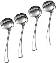 KICHOUSE 4pcs Stainless Steel Serving Spoon Set Mirror Polished Sauce Spoons Versatile for Sauces Soups Pasta