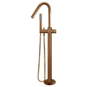 Round Pinless Freestanding Bath Spout &amp; Hand Shower