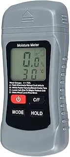 Wood Moisture Meter, High Accuracy Digital Temperature Tester, Pin Type Detector with Non-Slip Texture, Backlight LED Screen, Freezing Reading, Power Saving