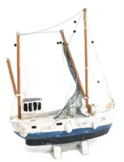 Fishing Boat Replica 20" Wooden - Blue Nautical Decor | #Ata1800148b