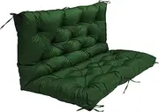 Waterproof Outdoor Bench Cushion with Backrest Non-Slip Swing Seat Pad for Garden Patio Furniture 2/3 Seater Replacement Cushion Dark Green 150*100*10cm