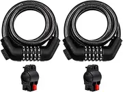 Pack of 2 NUZAMAS Bicycle Comnination Chain Lock with Holder, 1200mm, 4-Digit Number Code Combination Bike Password Lock, Bike Chain Locks for Bicycle Outdoors