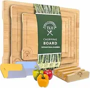 3 Piece Bamboo Chopping Board Set Extra Large Bamboo Cutting Boards Set for Kitchen Wooden Chopping Board (L)