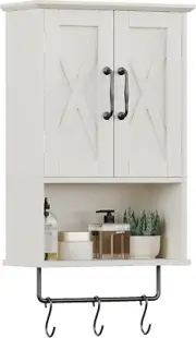 Farmhouse Medicine Cabinet, Bathroom Wall Cabinet with Adjustable Shelf, Towel B