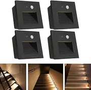 Arotelicht 4Pack 3W LED Recessed Wall Light with Motion Sensor, Step Lights IP65 Waterproof, Bodysensor Staircase Light Landscape Lamp, Indoor Outdoor Garden Balcony Corridor, Warm White 3000K