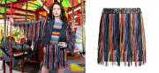 Alice + Olivia Radley Rainbow Fringe Leather Skirt, NWT, Size 8, Retail $895.00