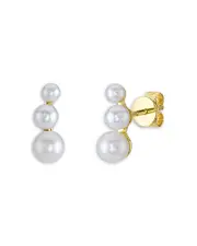 Moon & Meadow 14K Yellow Gold Jackie Cultured Freshwater Pearl Graduated Stud Earrings