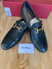 FERRAGAMO MEN'S DRESS SHOES SHERMAN NERO KANGAROO BRAND NEW IN BOX 8.5 AUS/UK