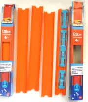 Hot Wheels Track Builder Straight Track 120cm 4ft Orange Plastic Blue Connectors