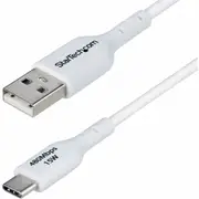 StarTech.com 1m (3ft) USB-A to USB-C Charging Cable, Charge & Sync, 3A, USB 2.0, TPE Jacket - White USB Charging Cord - USB-A to USB-C Charging Cable