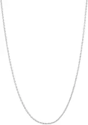 [JewelryWeb] 14ct White Gold Sparkle Cut Wheat Chain Necklace 0.85mm Lobster Claw Closure Jewelry Gifts for Women - Length Options: 41 46 51 61