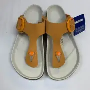 Birkenstock New w/ Box Gizeh Big Buckle Apricot Nubuck Leather Exquisite Narrow