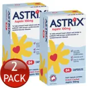 2 x Astrix Aspirin 100mg 84 Capsules Enteric Coated Prevent Heart Attacks Stroke