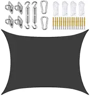 JYHCD Outdoor Patio Sun Shade 2×3m with Hardware Kit, Heavy Duty Shade Sail UV Protection Beach Sun Shade Canopy, for Yard Deck Lawn Garden Waterproof Rectangle Sunshade,Black
