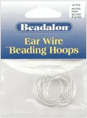 Beadalon Ear Wire Beading Hoops Medium 25mm 14/Pkg-Silver-Plated & Nickel-Free