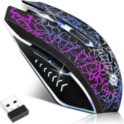 Wireless Gaming Mouse with 7 LED Lights Rechargeable Black