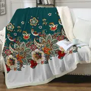 Oriental Art Birds Flowers and Floral Mandalas Throw Blanket