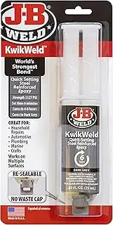 JB Weld Kwikweld Quick Setting Steel Rainforced Epoxy Syringe, Dark Grey, 25 ml