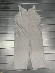 Eileen Fisher Cropped Wide Jumpsuit Womens XL Gray Zip Front
