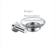 New ROYAL Round Bathroom Accessory Solid Brass Chrome Glass Soap Dish Holder