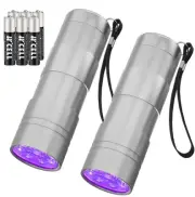 2 Pack Black Light Flashlights, 12 LED Small UV Light 395nm, Handheld Urine D...
