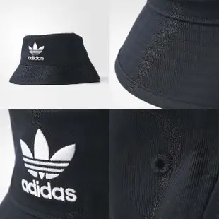 【adidas 愛迪達】漁夫帽 Trefoil Bucket Hat 男女款 愛迪達 三葉草 電繡 街頭風 穿搭 黑 白(AJ8995)