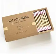 CHAHANG 100/200pc Double Head Cotton Swab Bamboo Cotton Swab Wood Sticks Disposable Buds Cotton For Beauty Makeup Nose Ears Cleaning Cotton swabs (Size : Pink 200pcs)